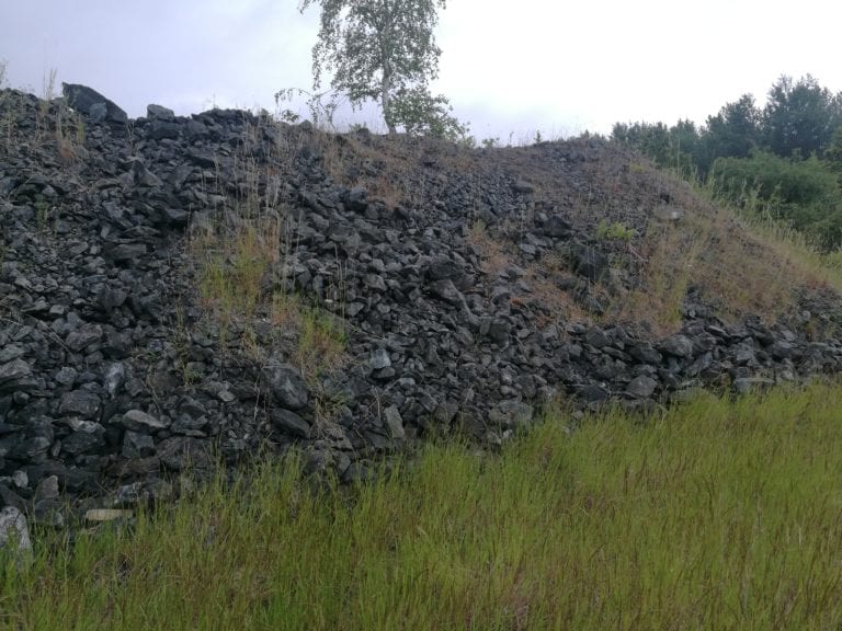 1000 tons malm fra Kvanefjeld deponeret ved forskningscenter Riøs, før det blev overdækket, fordi stoffer som fluorid risikerer at udvaske til grundvandet.